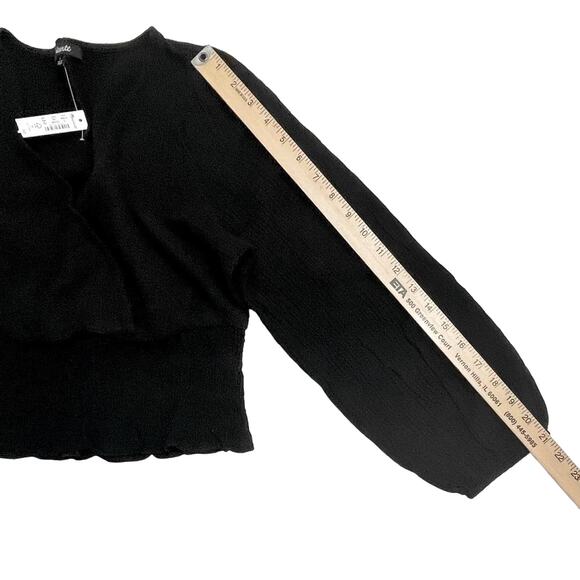 Madewell Lightspun Julianne Black Smocked-Waist Top Size Small NWT - Picture 13 of 13